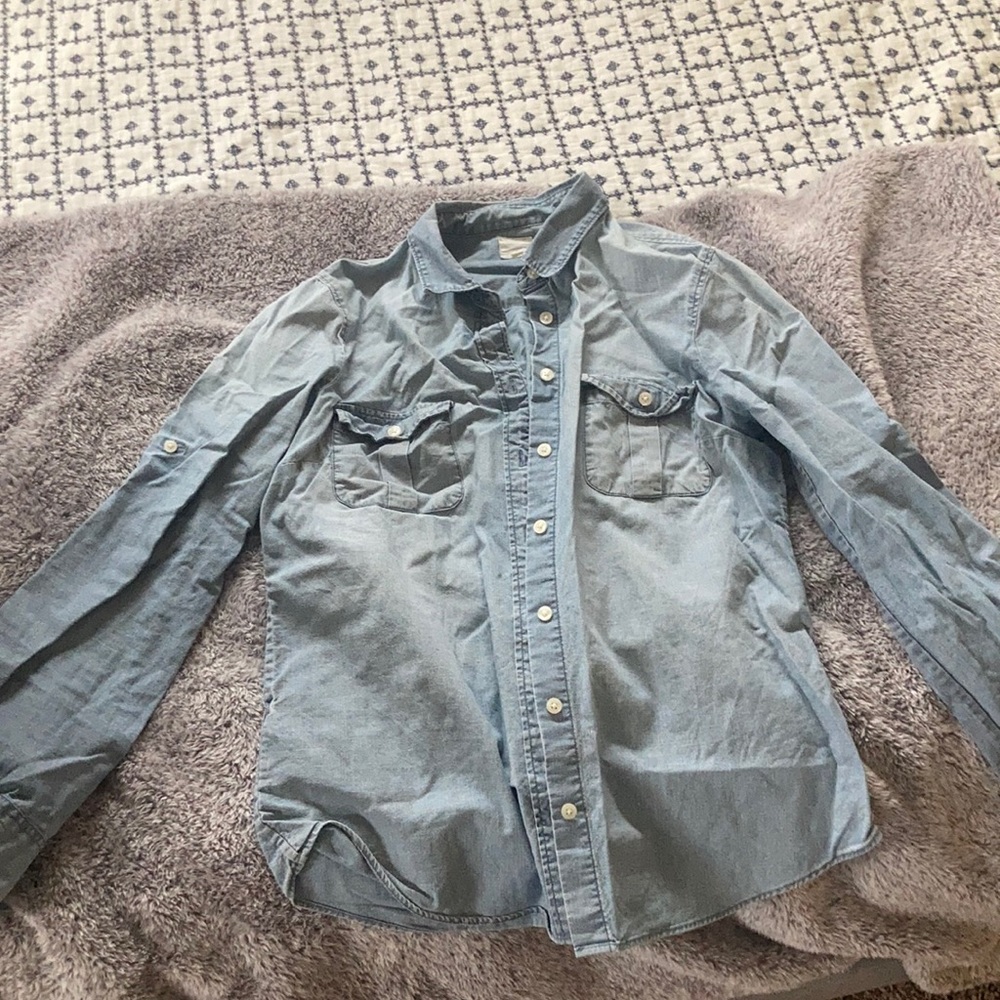 j.Crew Chambray shirt. I am 5’8 for reference.